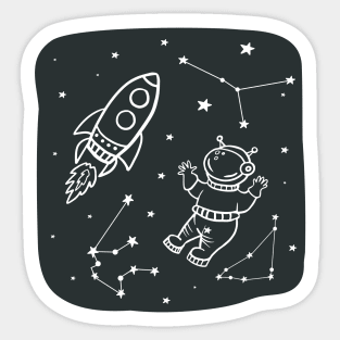 Space. Astronaut, rocket, constellations. space vector illustration-01 Sticker